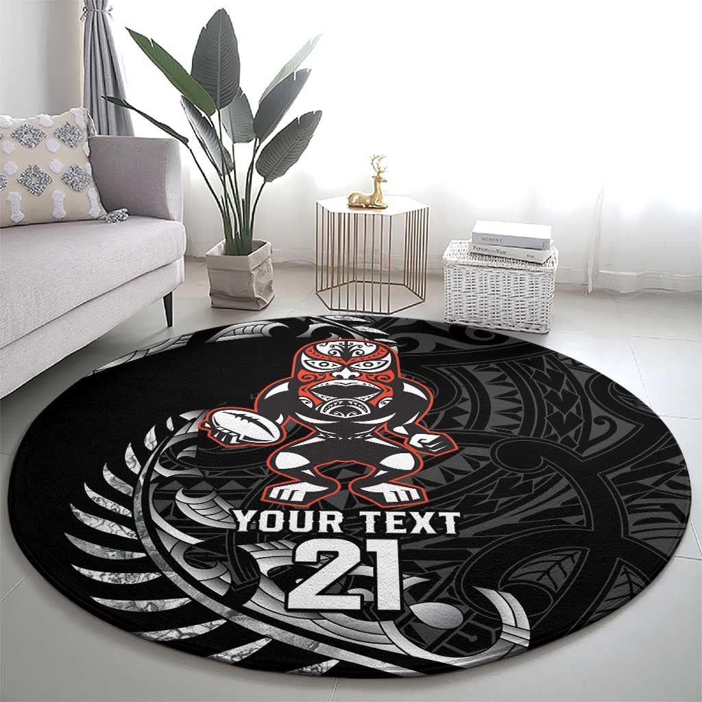 New Zealand Indigenous-Maori Rugby Custom Round Carpet