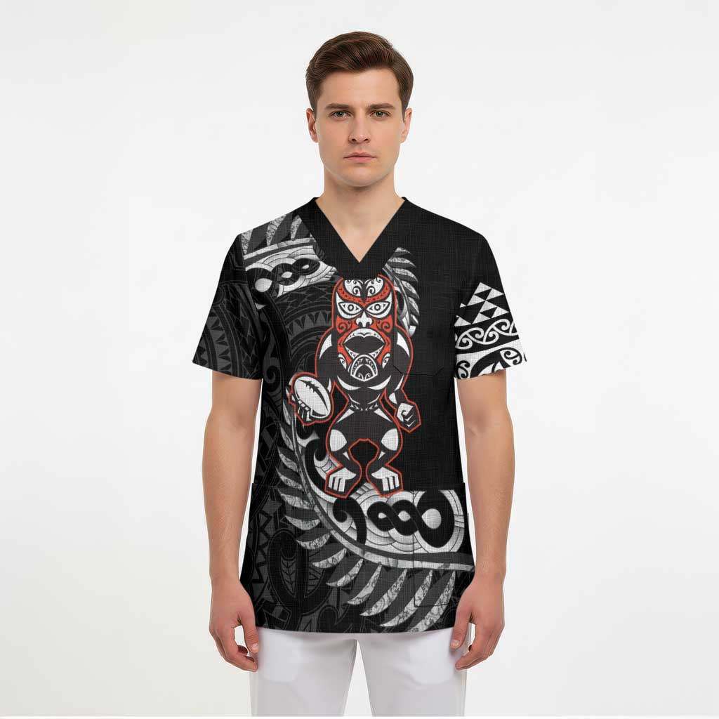 New Zealand Indigenous-Maori Rugby Custom Scrub Top - Polynesian Pride