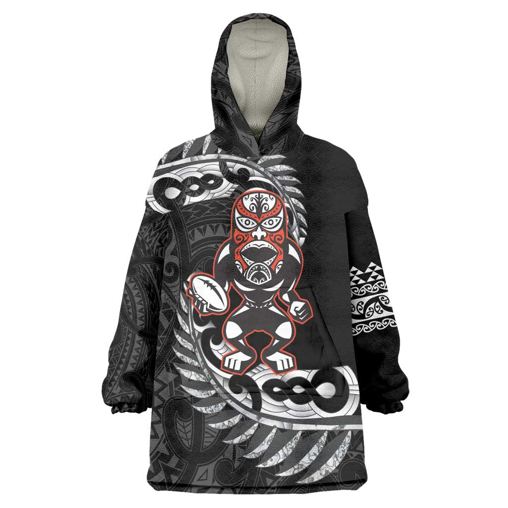 New Zealand Indigenous-Maori Rugby Custom Wearable Blanket Hoodie