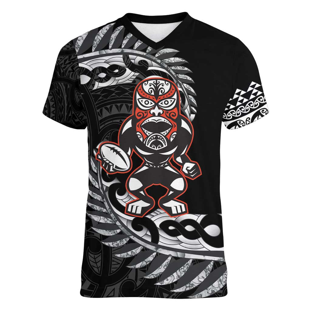 New Zealand Indigenous-Maori Rugby Custom Women V-Neck T-Shirt