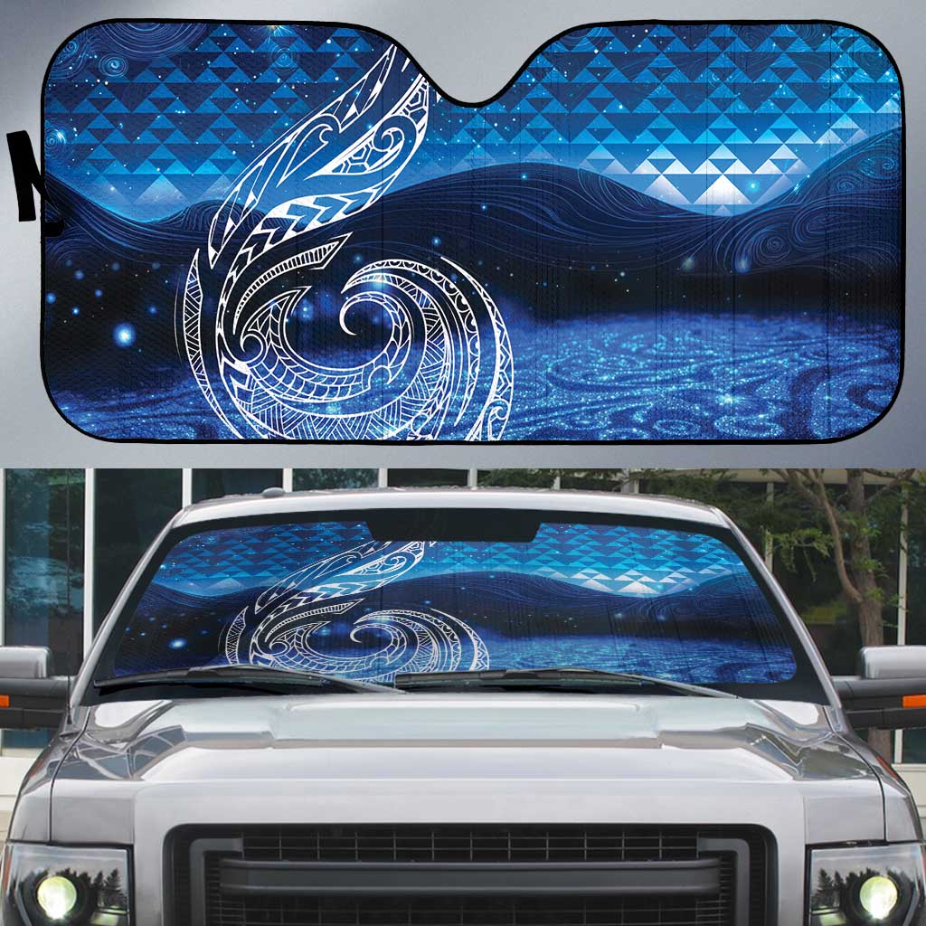 New Zealand Matariki Auto Sun Shade Taniko Aramoana With Koru Galaxy Sky Night - Polynesian Pride