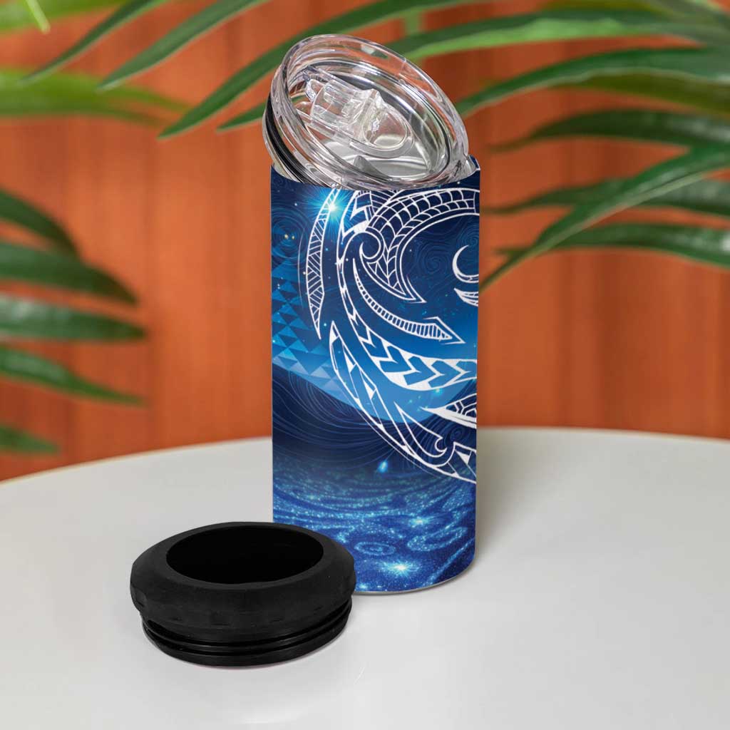 New Zealand Matariki 4 in 1 Can Cooler Tumbler Taniko Aramoana With Koru Galaxy Sky Night