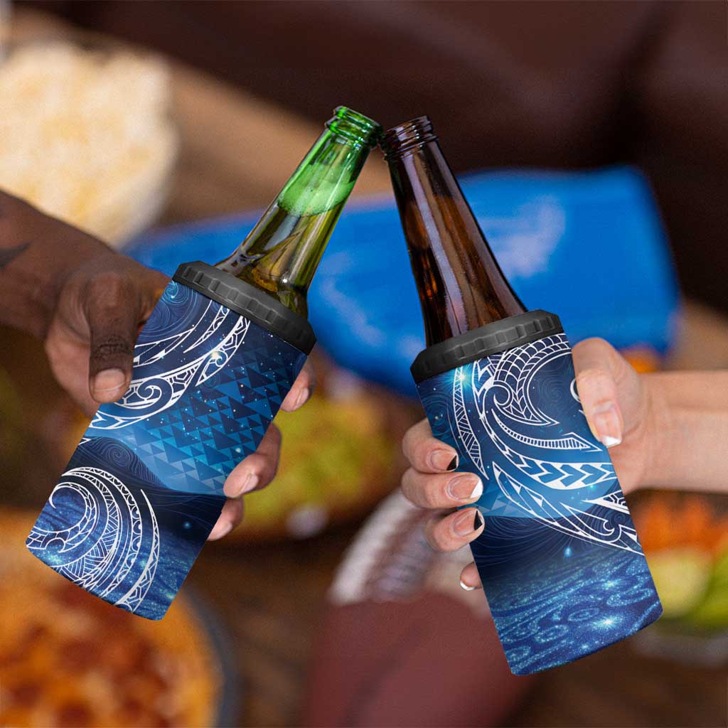 New Zealand Matariki 4 in 1 Can Cooler Tumbler Taniko Aramoana With Koru Galaxy Sky Night