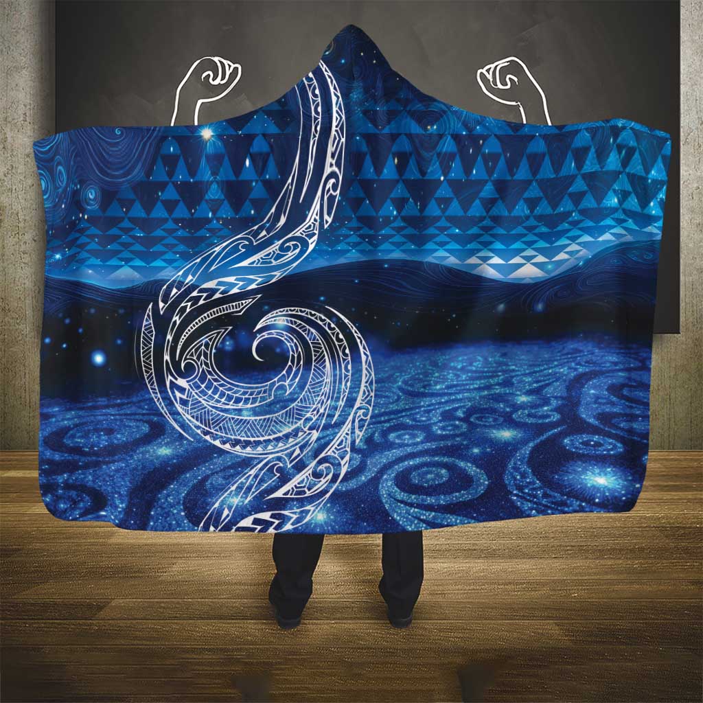 New Zealand Matariki Hooded Blanket Taniko Aramoana With Koru Galaxy Sky Night