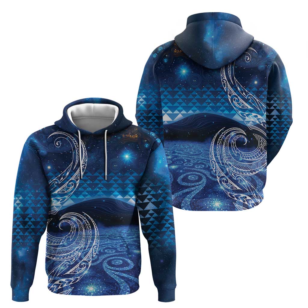 New Zealand Matariki Hoodie Taniko Aramoana With Koru Galaxy Sky Night