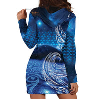 New Zealand Matariki Hoodie Dress Taniko Aramoana With Koru Galaxy Sky Night