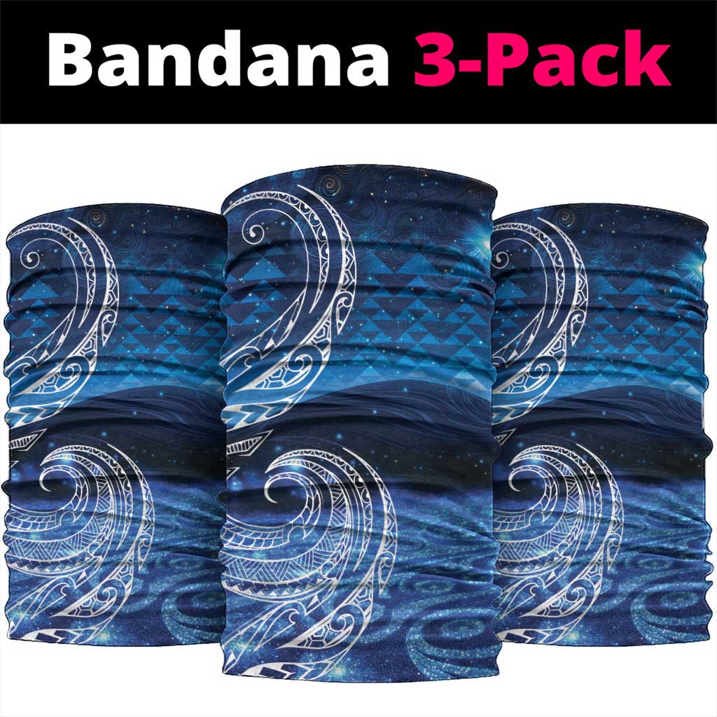 New Zealand Matariki Neck Gaiter Taniko Aramoana With Koru Galaxy Sky Night - Polynesian Pride