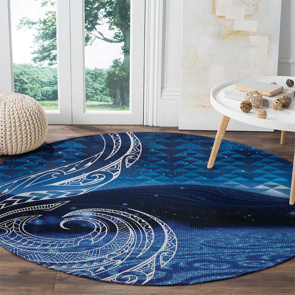 New Zealand Matariki Round Carpet Taniko Aramoana With Koru Galaxy Sky Night
