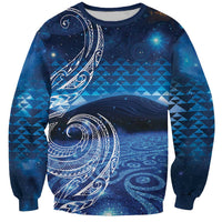New Zealand Matariki Sweatshirt Taniko Aramoana With Koru Galaxy Sky Night