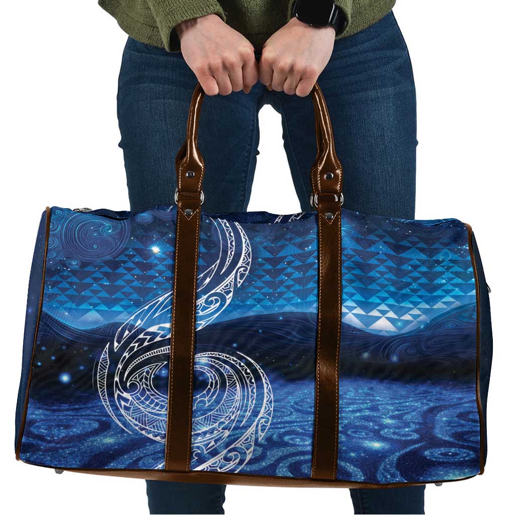 New Zealand Matariki Travel Bag Taniko Aramoana With Koru Galaxy Sky Night - Polynesian Pride