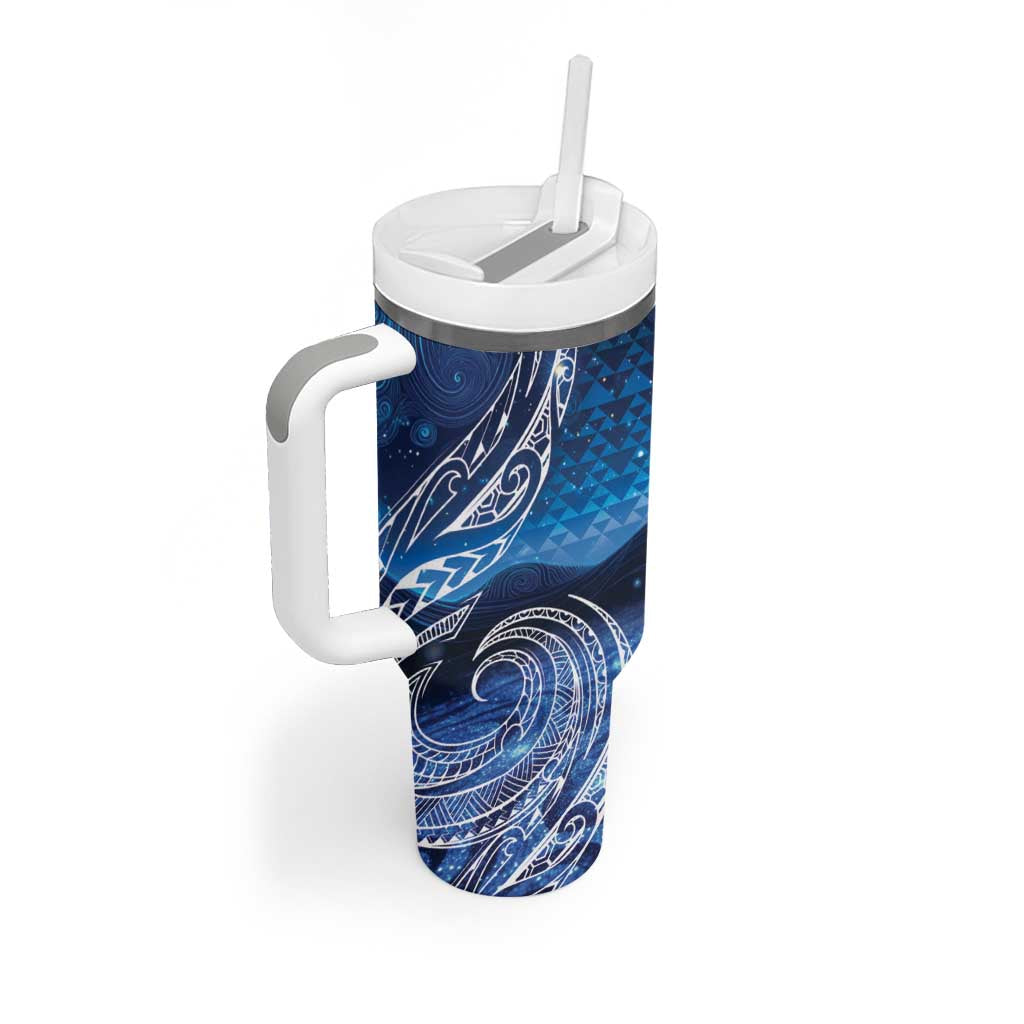 New Zealand Matariki Tumbler With Handle Taniko Aramoana With Koru Galaxy Sky Night