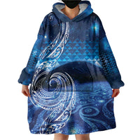 New Zealand Matariki Wearable Blanket Hoodie Taniko Aramoana With Koru Galaxy Sky Night