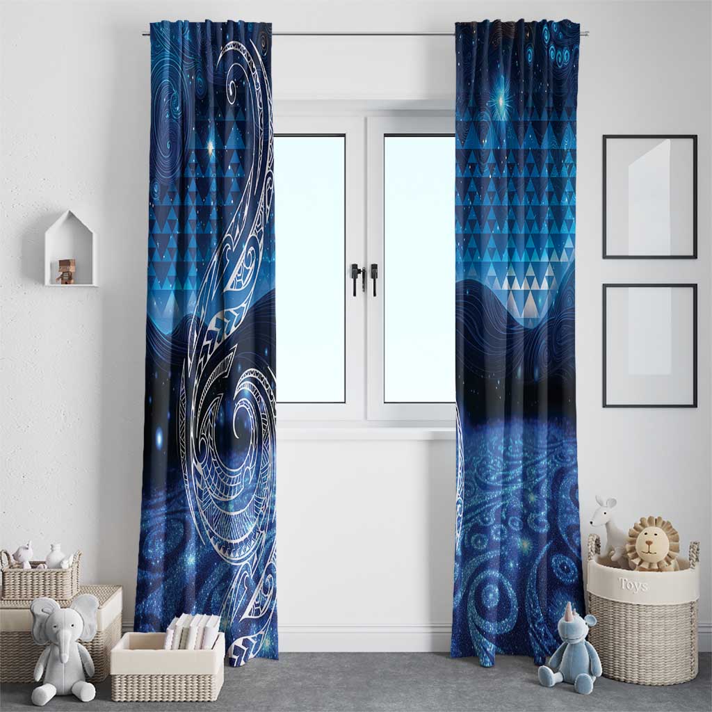 New Zealand Matariki Window Curtain Taniko Aramoana With Koru Galaxy Sky Night