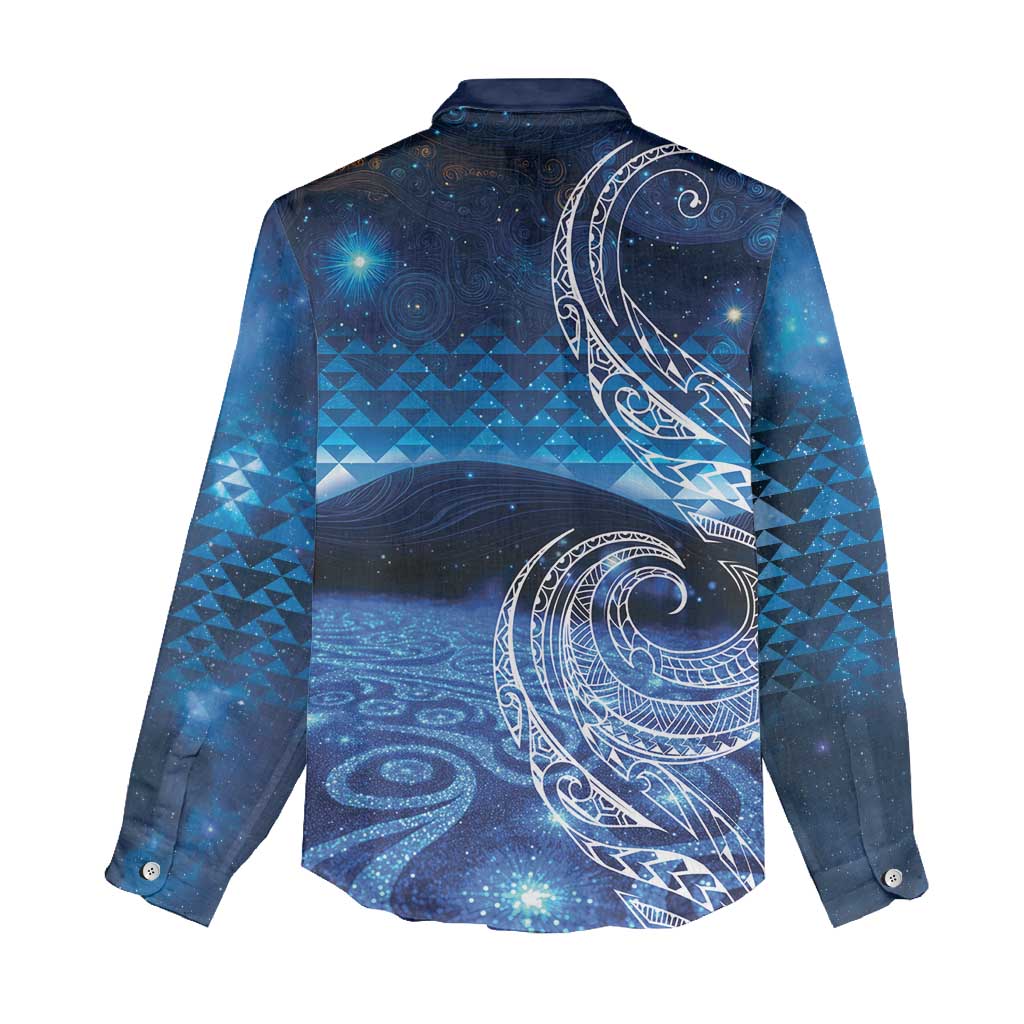 New Zealand Matariki Women Casual Shirt Taniko Aramoana With Koru Galaxy Sky Night