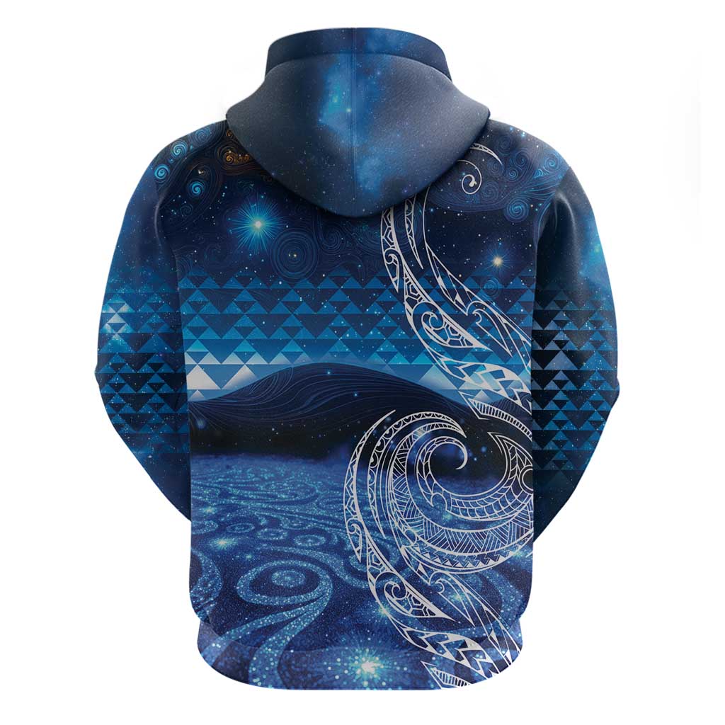 New Zealand Matariki Zip Hoodie Taniko Aramoana With Koru Galaxy Sky Night