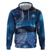 New Zealand Matariki Zip Hoodie Taniko Aramoana With Koru Galaxy Sky Night