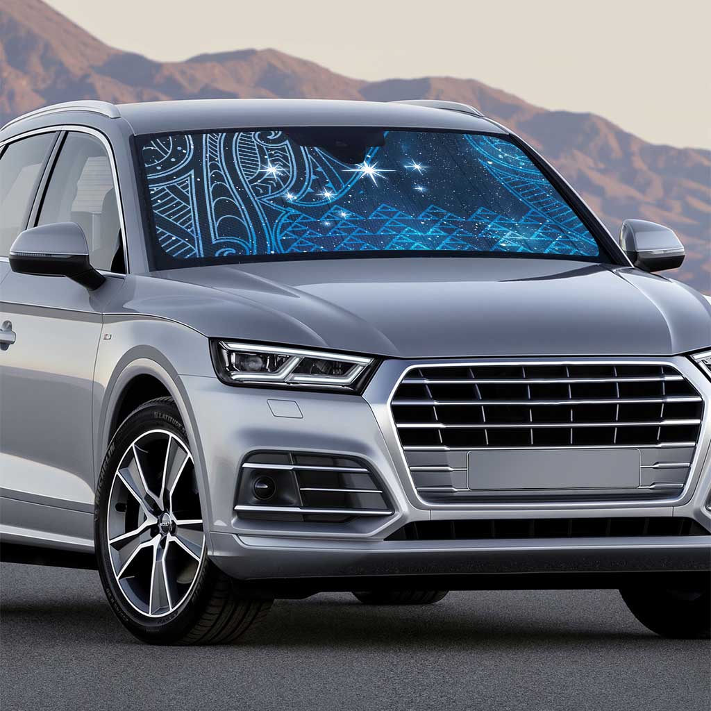 New Zealand Matariki Auto Sun Shade Taniko Aramoana With Maori Galaxy Sky Night - Polynesian Pride