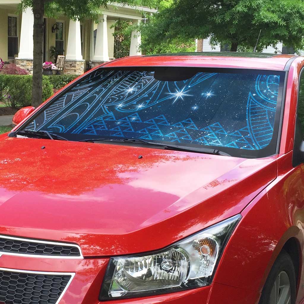 New Zealand Matariki Auto Sun Shade Taniko Aramoana With Maori Galaxy Sky Night - Polynesian Pride
