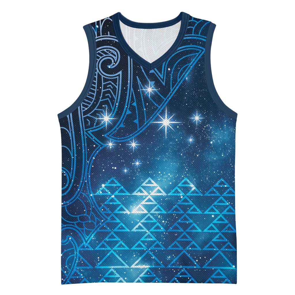 New Zealand Matariki Basketball Jersey Taniko Aramoana With Maori Galaxy Sky Night - Polynesian Pride
