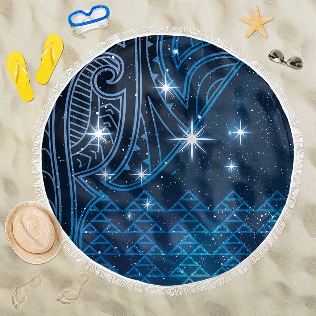 New Zealand Matariki Beach Blanket Taniko Aramoana With Maori Galaxy Sky Night