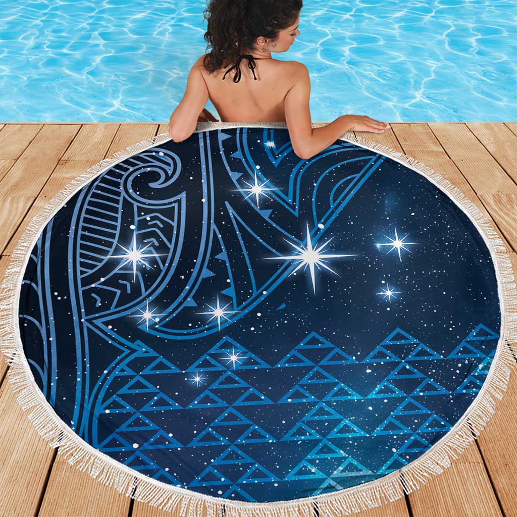 New Zealand Matariki Beach Blanket Taniko Aramoana With Maori Galaxy Sky Night