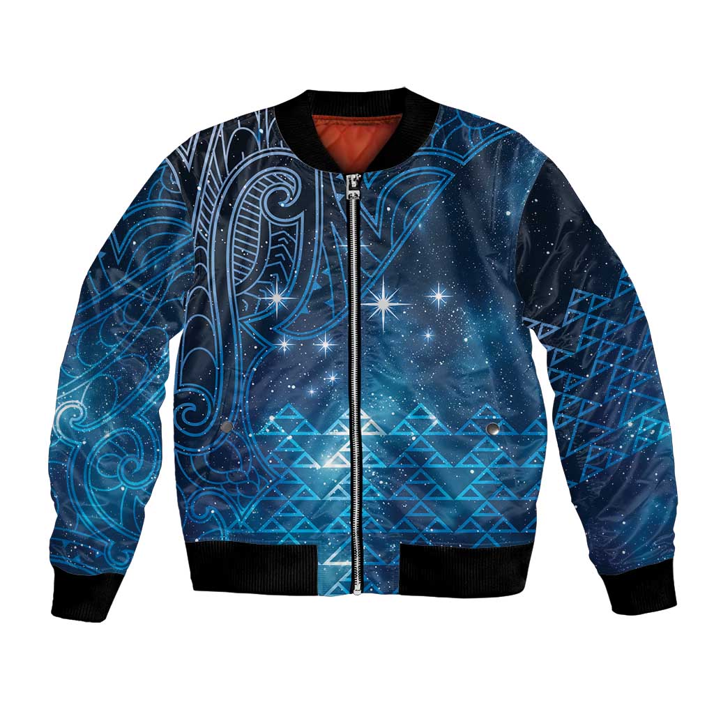 New Zealand Matariki Bomber Jacket Taniko Aramoana With Maori Galaxy Sky Night