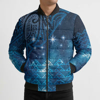 New Zealand Matariki Bomber Puffer Jacket Taniko Aramoana With Maori Galaxy Sky Night - Polynesian Pride