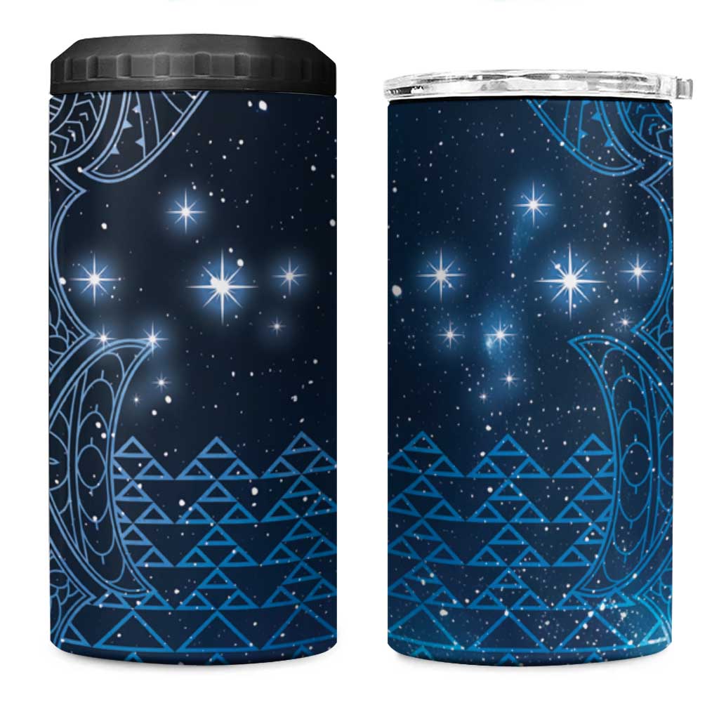 New Zealand Matariki 4 in 1 Can Cooler Tumbler Taniko Aramoana With Maori Galaxy Sky Night