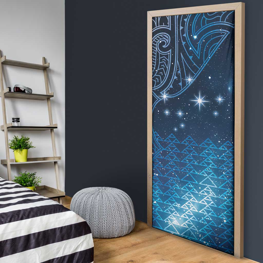 New Zealand Matariki Door Cover Taniko Aramoana With Maori Galaxy Sky Night - Polynesian Pride