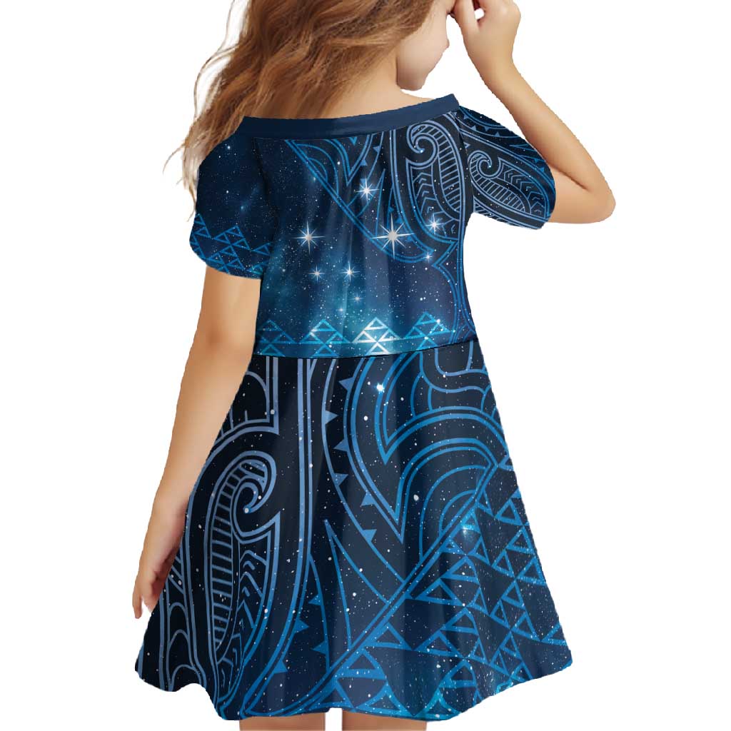 New Zealand Matariki Family Matching Long Sleeve Bodycon Dress and Hawaiian Shirt Taniko Aramoana With Maori Galaxy Sky Night