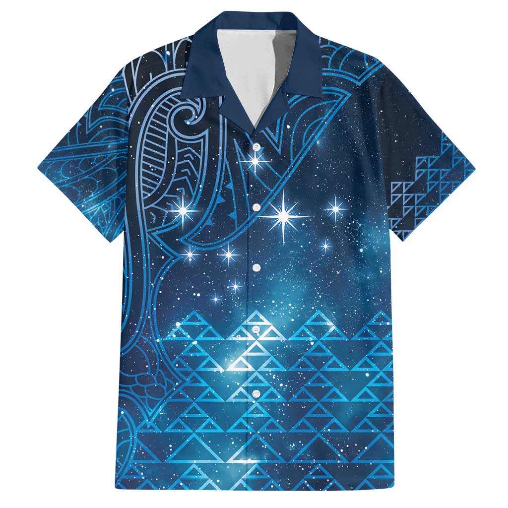 New Zealand Matariki Family Matching Long Sleeve Bodycon Dress and Hawaiian Shirt Taniko Aramoana With Maori Galaxy Sky Night