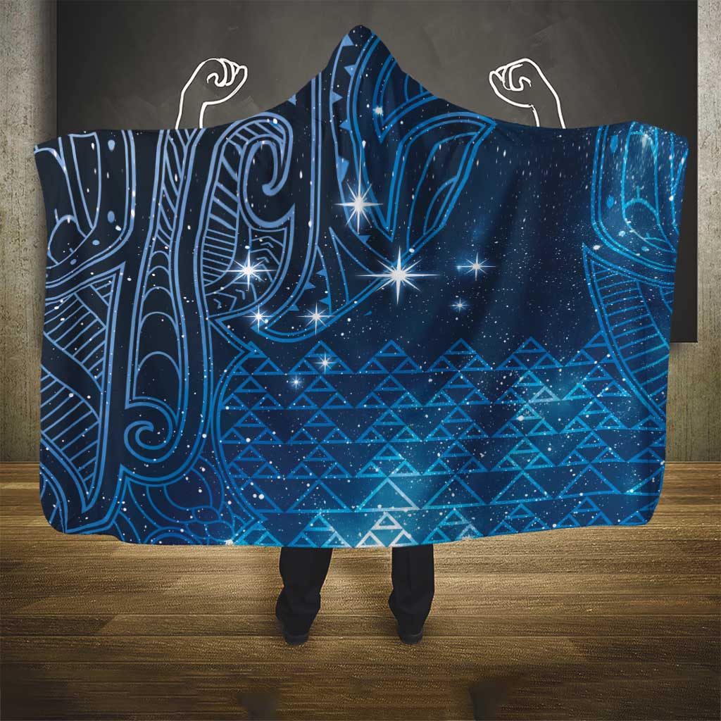 New Zealand Matariki Hooded Blanket Taniko Aramoana With Maori Galaxy Sky Night