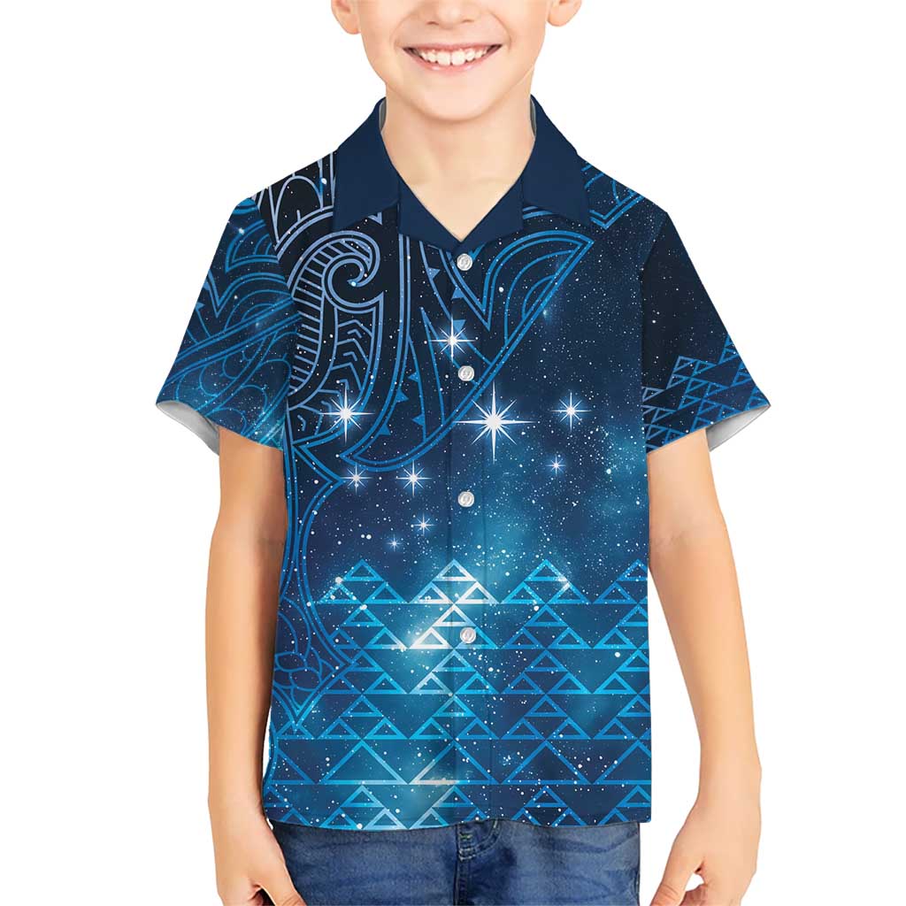 New Zealand Matariki Kid Hawaiian Shirt Taniko Aramoana With Maori Galaxy Sky Night