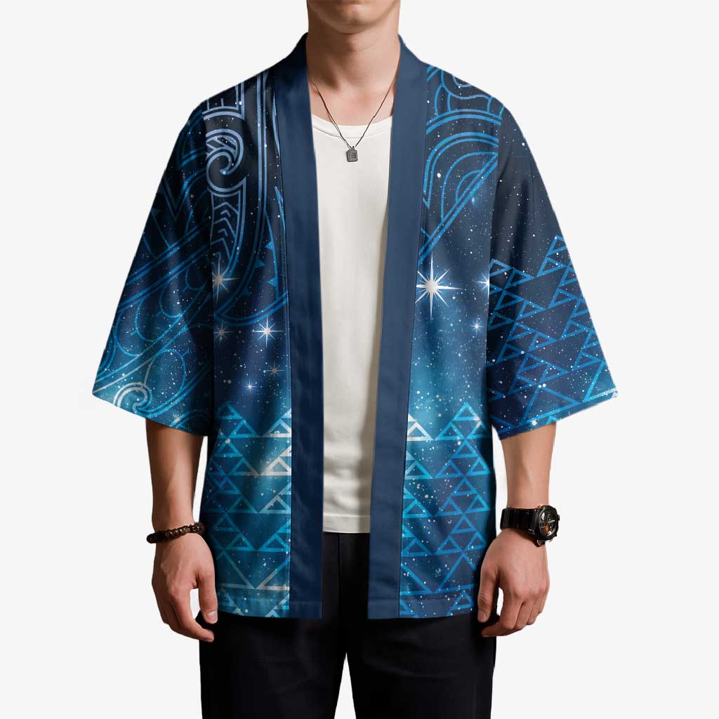 New Zealand Matariki Kimono Taniko Aramoana With Maori Galaxy Sky Night - Polynesian Pride
