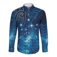 New Zealand Matariki Long Sleeve Button Shirt Taniko Aramoana With Maori Galaxy Sky Night