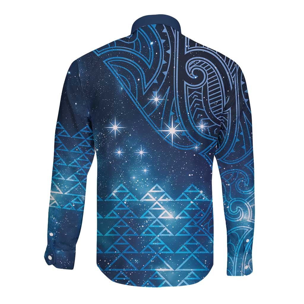 New Zealand Matariki Long Sleeve Button Shirt Taniko Aramoana With Maori Galaxy Sky Night