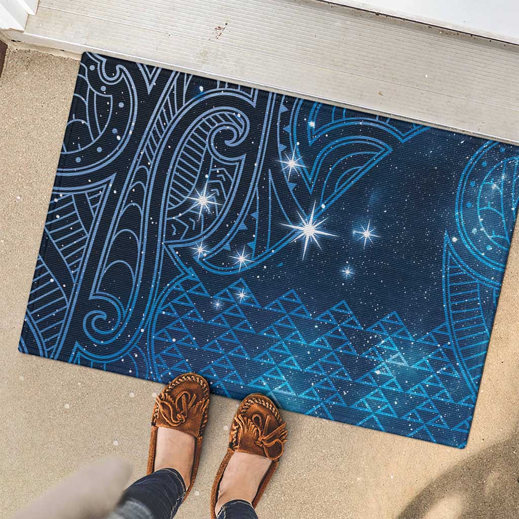 New Zealand Matariki Rubber Doormat Taniko Aramoana With Maori Galaxy Sky Night