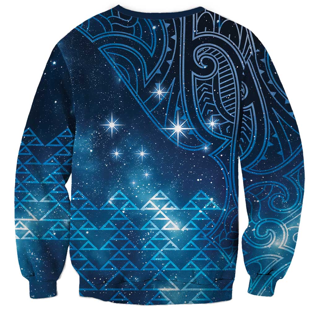 New Zealand Matariki Sweatshirt Taniko Aramoana With Maori Galaxy Sky Night