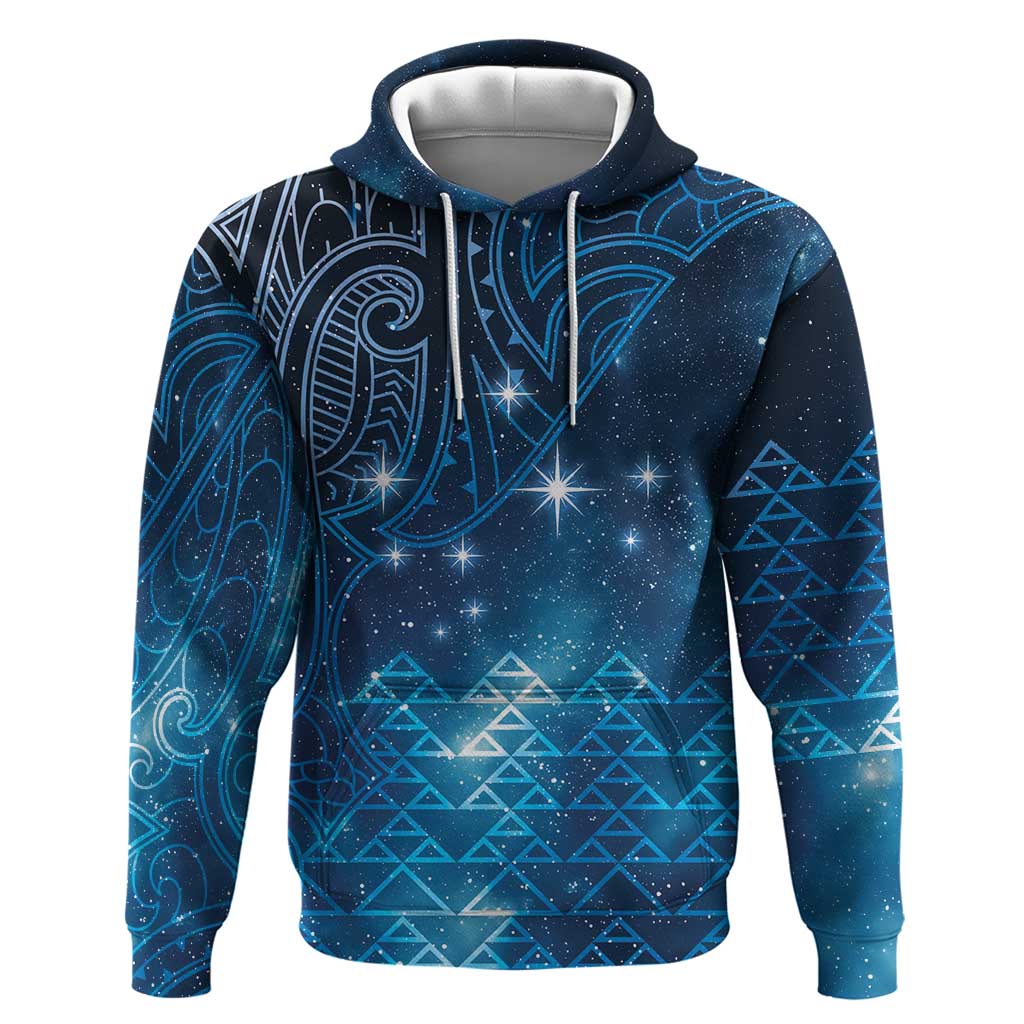 New Zealand Matariki Zip Hoodie Taniko Aramoana With Maori Galaxy Sky Night