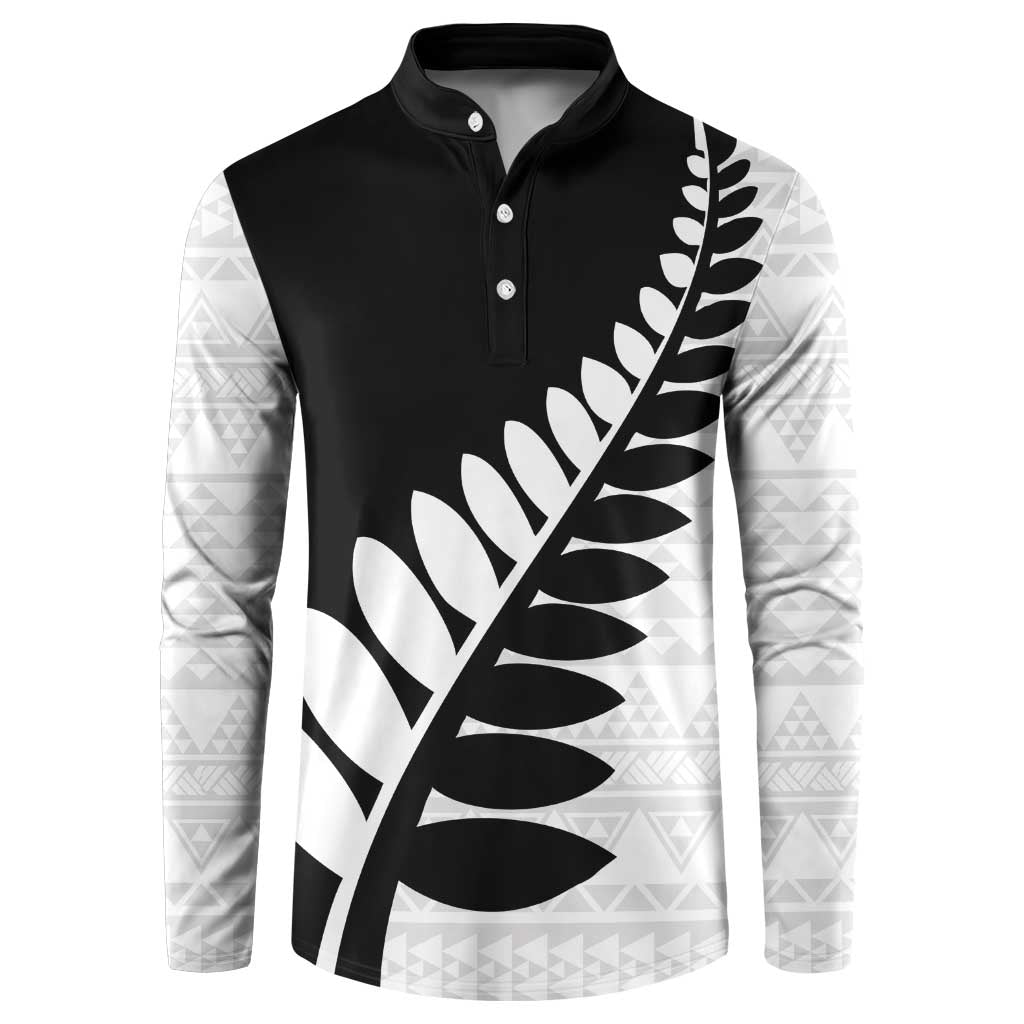 New Zealand Silver Fern Niho Taniwha Button Sweatshirt LT9 Black - Polynesian Pride