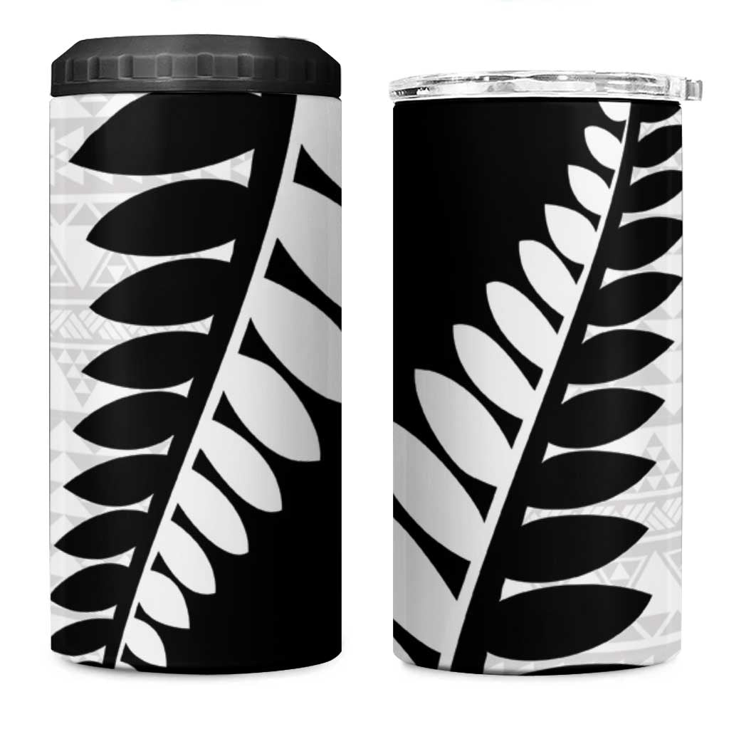 New Zealand Silver Fern Niho Taniwha 4 in 1 Can Cooler Tumbler LT9 One Size: 16 oz Black - Polynesian Pride