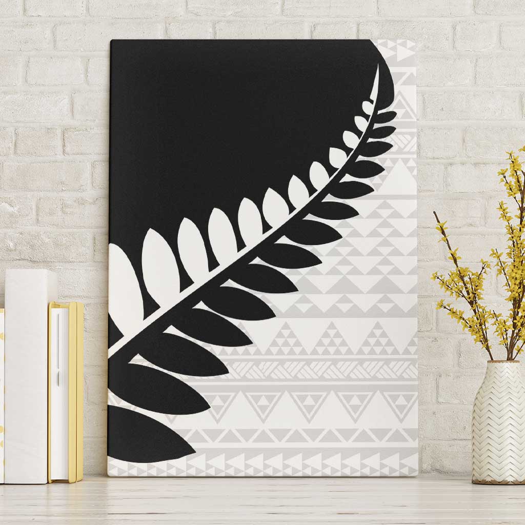 New Zealand Silver Fern Niho Taniwha Canvas Wall Art LT9 Without Frame Black - Polynesian Pride