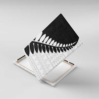 New Zealand Silver Fern Niho Taniwha Canvas Wall Art LT9 With Frame Black - Polynesian Pride