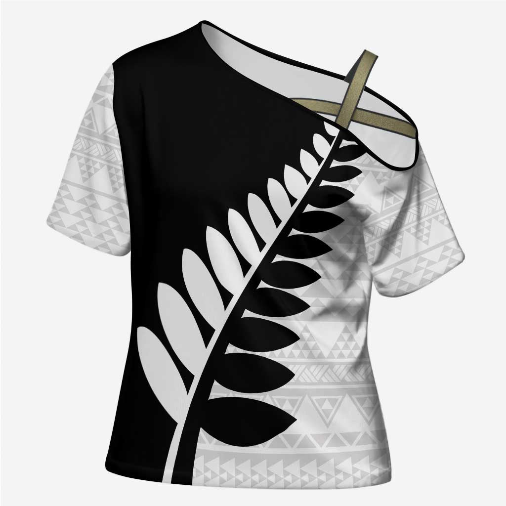 New Zealand Silver Fern Niho Taniwha Cross Shoulder Shirt - Polynesian Pride