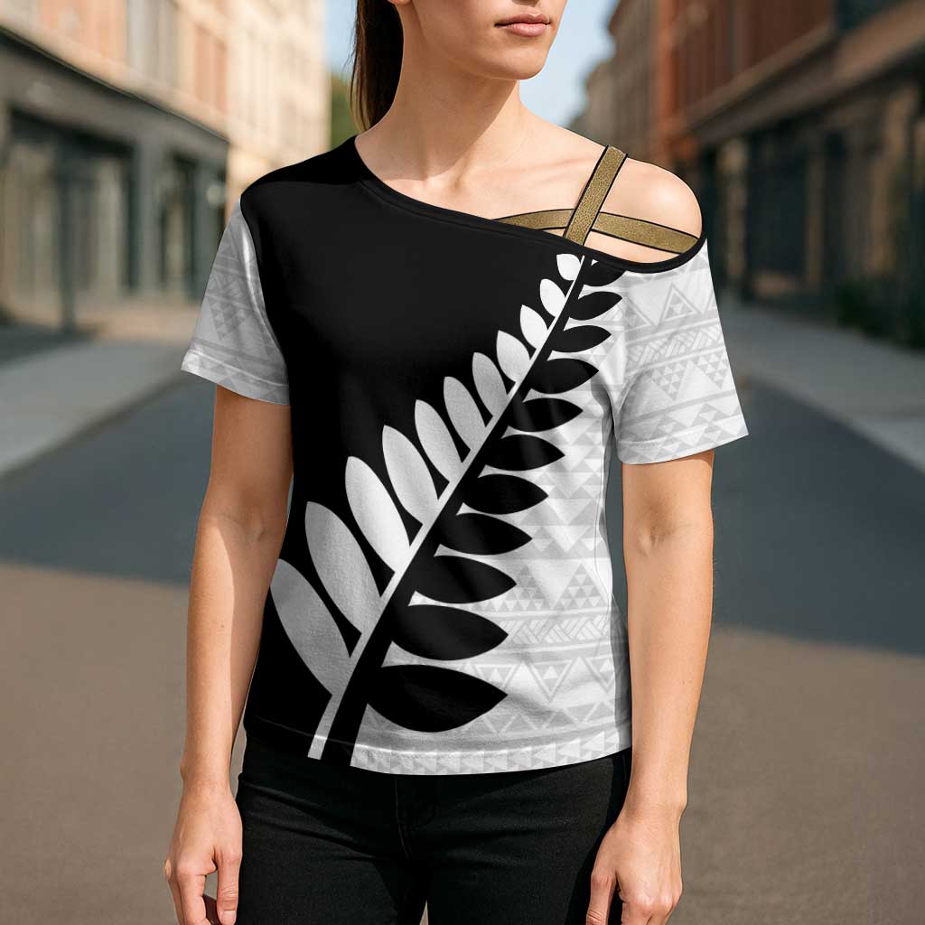 New Zealand Silver Fern Niho Taniwha Cross Shoulder Shirt - Polynesian Pride
