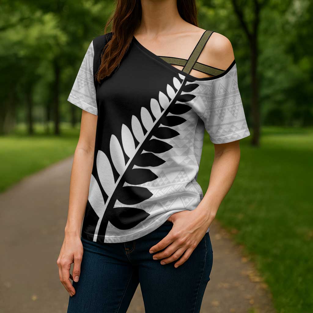 New Zealand Silver Fern Niho Taniwha Cross Shoulder Shirt - Polynesian Pride