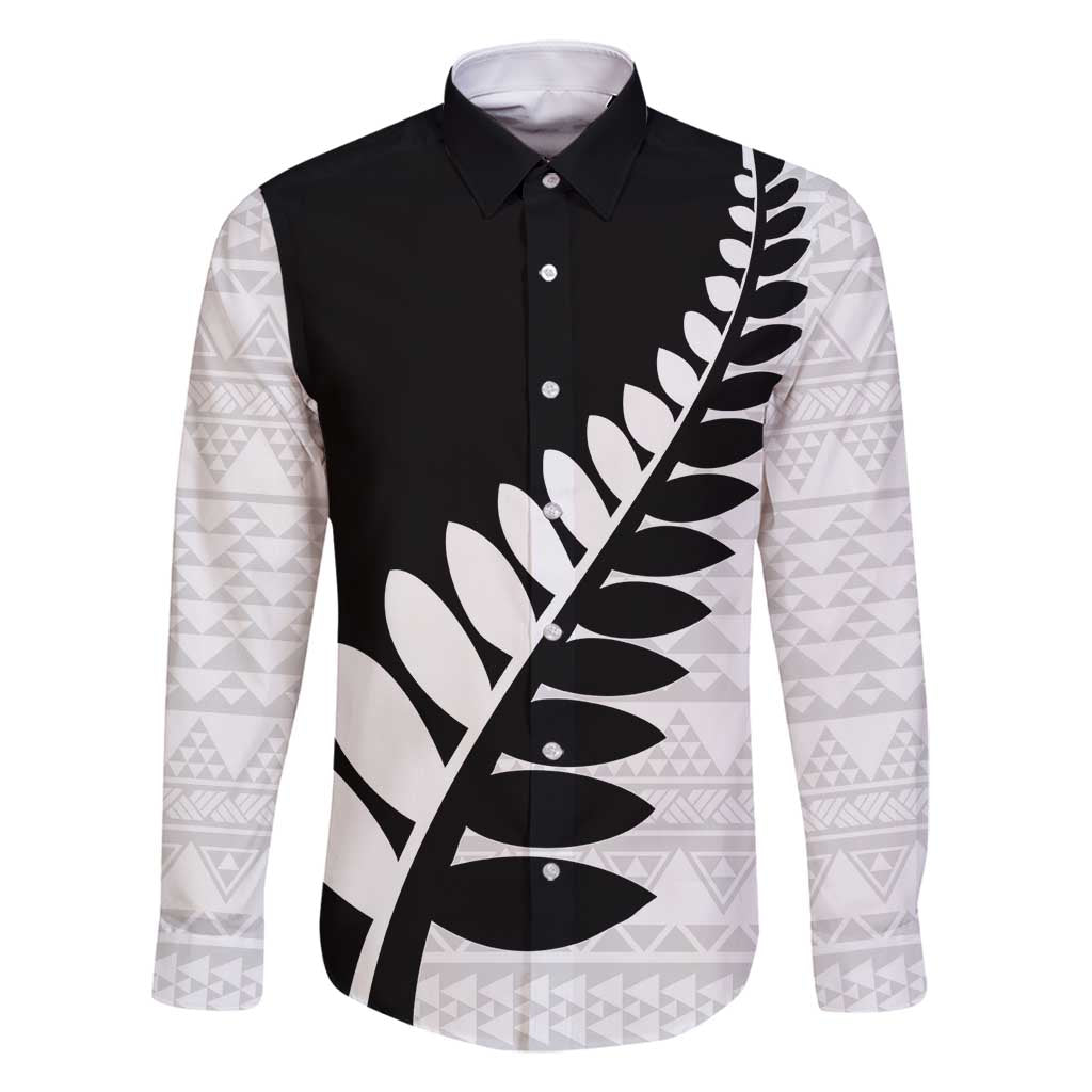 New Zealand Silver Fern Niho Taniwha Family Matching Long Sleeve Bodycon Dress and Hawaiian Shirt