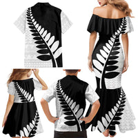 New Zealand Silver Fern Niho Taniwha Family Matching Mermaid Dress and Hawaiian Shirt