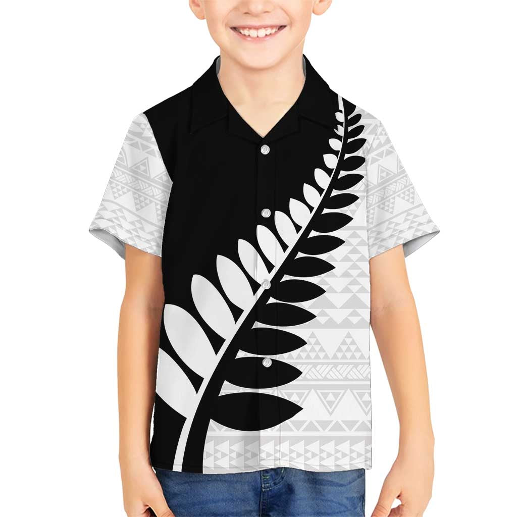 New Zealand Silver Fern Niho Taniwha Family Matching Off Shoulder Short Dress and Hawaiian Shirt