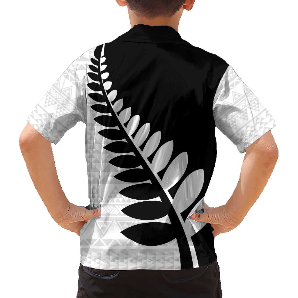 New Zealand Silver Fern Niho Taniwha Family Matching Short Sleeve Bodycon Dress and Hawaiian Shirt